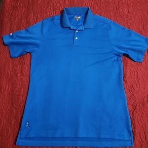 Ping Men's Large Performance Short Sleeve 100% Polyester Blue Golf Polo Shirt